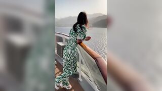 Monika Fox Poses Naked On The Deck Of A Cruise Ship