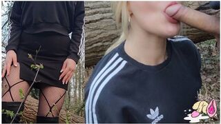 OUTDOOR Meet A Stranger in the Woods And after Blowjob I let Him Fuck me