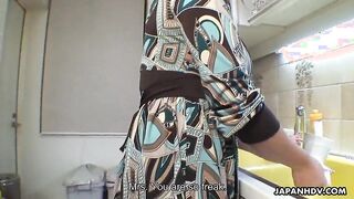 Japanese housewife Miwa Nishiki next door gives oral satisfaction.